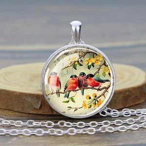 Flock of Birds Glass Dome Pendant Necklace NEW